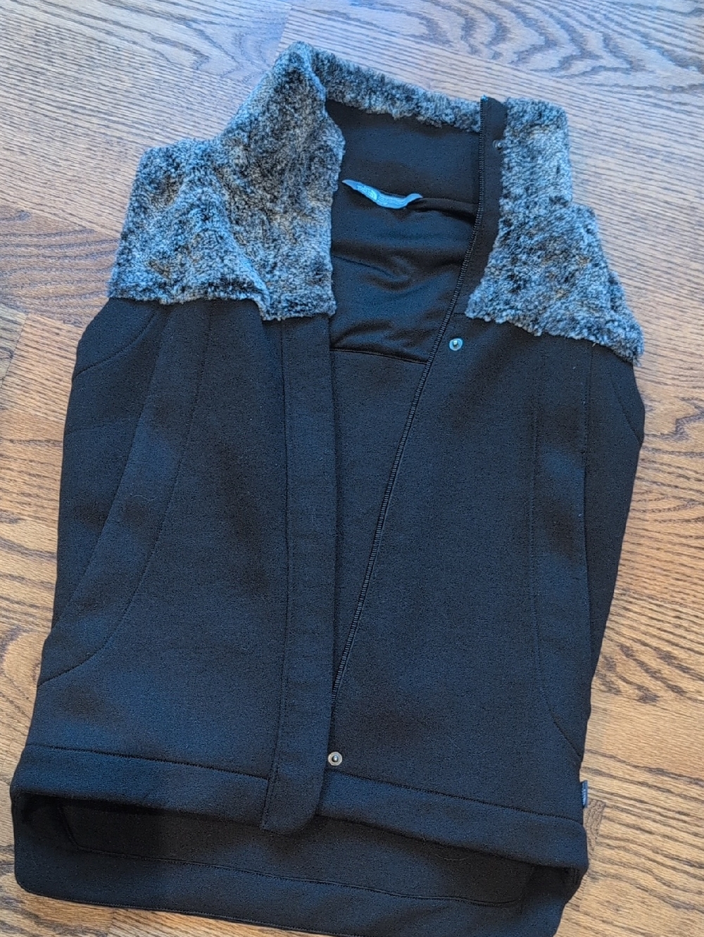 The North Face Black Vest with Gray Faux-Fur Collar